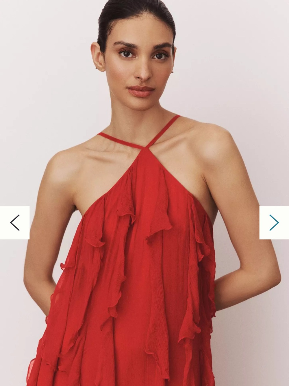 Red Ruffle Halter Women's Top